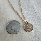 Squirrel Necklace, Crown Coin, Norway Squirrel Acorn Ore, Red Brass Cable Chain, Norwegian Gift, Handcrafted Artisan Jewelry E. Ria Designs