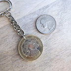 Sea Turtle Keychain, Old Coin Keyring, Colombia 1000 Pesos, Bi-Color Metal Silver Gold, Birthday Gift, Handcrafted in USA by E. Ria Designs