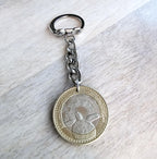 Sea Turtle Keychain, Old Coin Keyring, Colombia 1000 Pesos, Bi-Color Metal Silver Gold, Birthday Gift, Handcrafted in USA by E. Ria Designs