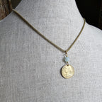 French Coin & Genuine Aquamarine Necklace, Brass Chain, Marianne, March Birthstone, Gift Boxed, Handmade in USA Eriadesigns