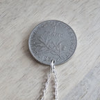 Vintage French Coin Necklace, 925 Sterling Silver Chain, 1 Franc Sower, Woman, Sunrise, Old France Currency, Made in USA, E. Ria Designs