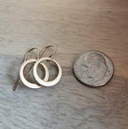 Brushed Dainty Gold Hoop Earrings, 14K Gold Filled Hand Cut Artisan Earrings on French Ear Wires, Made in USA by E. Ria Designs, Gift Boxed