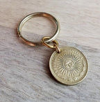 Argentina 1 Peso Gold Sun Coin, Brass Keyring, Keychain, Genuine Vintage Coin Gift, Made in USA, Gift Boxed, E. Ria Designs