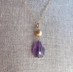 Genuine Amethyst and 14K Gold Filled Pendant Necklace, February Birthstone, Gift Boxed Birthday Gift, Handmade in USA by E. Ria Designs