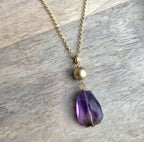 Genuine Amethyst and 14K Gold Filled Pendant Necklace, February Birthstone, Gift Boxed Birthday Gift, Handmade in USA by E. Ria Designs