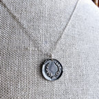 Laurel Wreath Wax Seal .999 Fine Silver Charm Necklace, Chunky Oxidized Pendant, Anniversary or Birthday Gift Boxed, Hand Crafted in USA