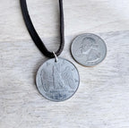 Old Italia Coin Necklace, Genuine Italy 1 Lira, Italian 1940 Eagle, Brown Deerskin Leather, Sterling Silver Clasp, Gift Boxed, E Ria Designs
