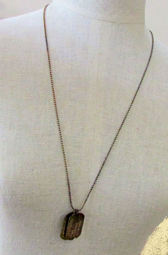 Brass Dog Tag Necklace | Custom Brass Dog Tags Personalized Necklace | Dog Tag | Dogtags | Rustic Military Style | Custom Dogtag Jewelry