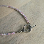 Light Pink, Lavender Purple Glass Beaded Bracelet, Mixed Beads, Beach Aesthetic, Pewter Toggle Clasp, Gift Box, Made in USA, E. Ria Designs
