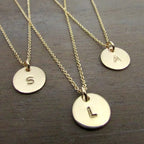 Gold Letter Necklace | Little Gold Initial Necklace | Hand Stamped Gold Charm Necklace | Little Letter Charm | 3/8" 10 mm by E. Ria Designs