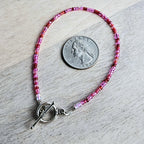 Hot Pink Fuchsia Glass Beaded Bracelet, Mixed Beads, Beach Aesthetic, Pewter Toggle Clasp, Gift Boxed, Made in USA, E. Ria Designs