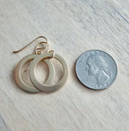 Brushed Gold Hoop Earrings, 14K Gold Filled Off-Center French Ear Wire, Handcrafted by E. Ria Designs, Gift Boxed, 7/8", Last Minute Gift