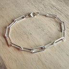 Sterling Silver Paperclip Chunky Bracelet, Lobster Claw Clasp, Charm Bracelet, .925 Gift Boxed, 13 x 5 mm Links, E. Ria Designs, Made in USA
