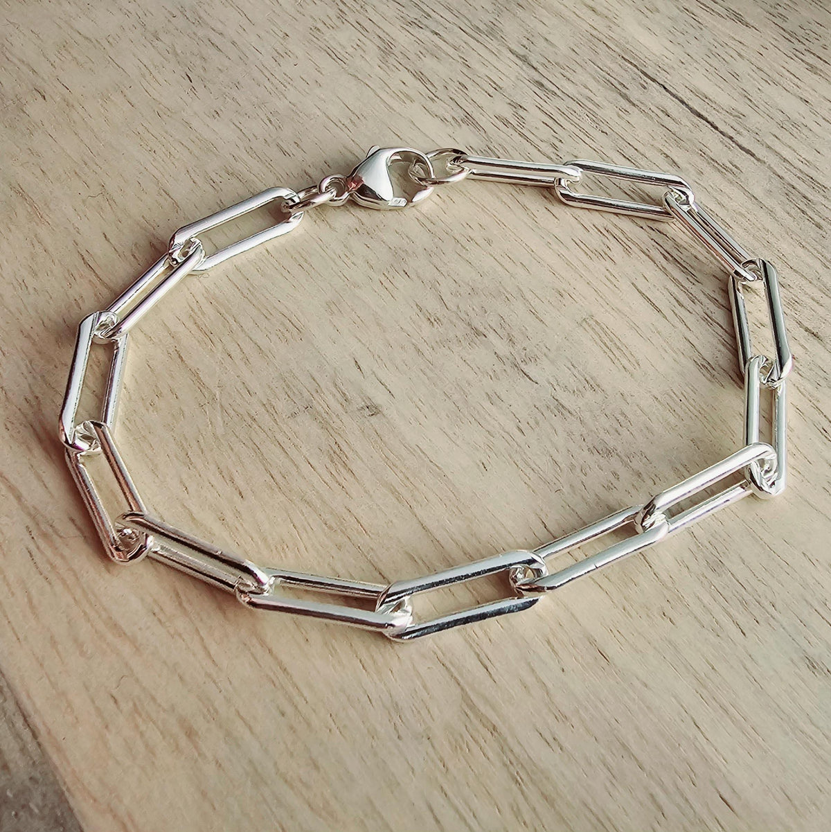 Sterling Silver Paperclip Chunky Bracelet, Lobster Claw Clasp, Charm Bracelet, .925 Gift Boxed, 13 x 5 mm Links, E. Ria Designs, Made in USA
