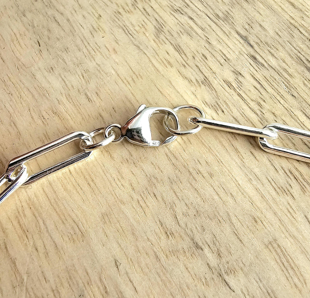 Sterling Silver Paperclip Chunky Bracelet, Lobster Claw Clasp, Charm Bracelet, .925 Gift Boxed, 13 x 5 mm Links, E. Ria Designs, Made in USA