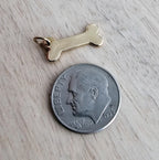 Solid Yellow Gold Bronze Dog Bone Charm, Add to Bracelet, Necklace, Dog Lover Gift, Gift Boxed, E. Ria Designs