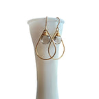 Wire Wrapped Gray Quartz and 14K Gold Filled Teardrop Earrings, Gift Boxed, Made in USA, E. Ria Designs, Sparkly Jewelry