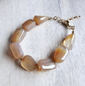 Muted Orange Smooth Agate Nugget Bracelet, 14K Gold Filled Chain, Clasp, Beads, Made in USA, Gift Boxed, E. Ria Designs