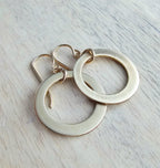 Brushed Gold Hoop Earrings, 14K Gold Filled Off-Center French Ear Wire, Handcrafted by E. Ria Designs, Gift Boxed, 7/8", Last Minute Gift