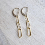 Gold Paperclip Earrings, 14K Gold Filled Oval Link Cable Chain, Lever Backs, Handmade in USA, Gift Boxed, E. Ria Designs, Everyday Earrings