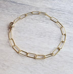 Paperclip Gold Oval Bracelet, 14K Gold Filled Links, Adjustable Bracelet, Gift Boxed Gift, Made in USA, Handcrafted by E. Ria Designs