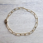 Paperclip Gold Oval Bracelet, 14K Gold Filled Links, Adjustable Bracelet, Gift Boxed Gift, Made in USA, Handcrafted by E. Ria Designs