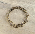 Yellow Brass Oval Bracelet, Solid Round Wire Links Adjustable Gold Charm Bracelet Gift Box Jewelry Made in USA Handcrafted by E. Ria Designs