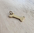 Solid Yellow Gold Bronze Dog Bone Charm, Add to Bracelet, Necklace, Dog Lover Gift, Gift Boxed, E. Ria Designs