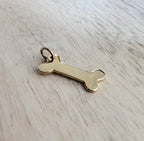Solid Yellow Gold Bronze Dog Bone Charm, Add to Bracelet, Necklace, Dog Lover Gift, Gift Boxed, E. Ria Designs