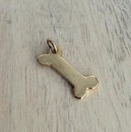 Solid Yellow Gold Bronze Dog Bone Charm, Add to Bracelet, Necklace, Dog Lover Gift, Gift Boxed, E. Ria Designs