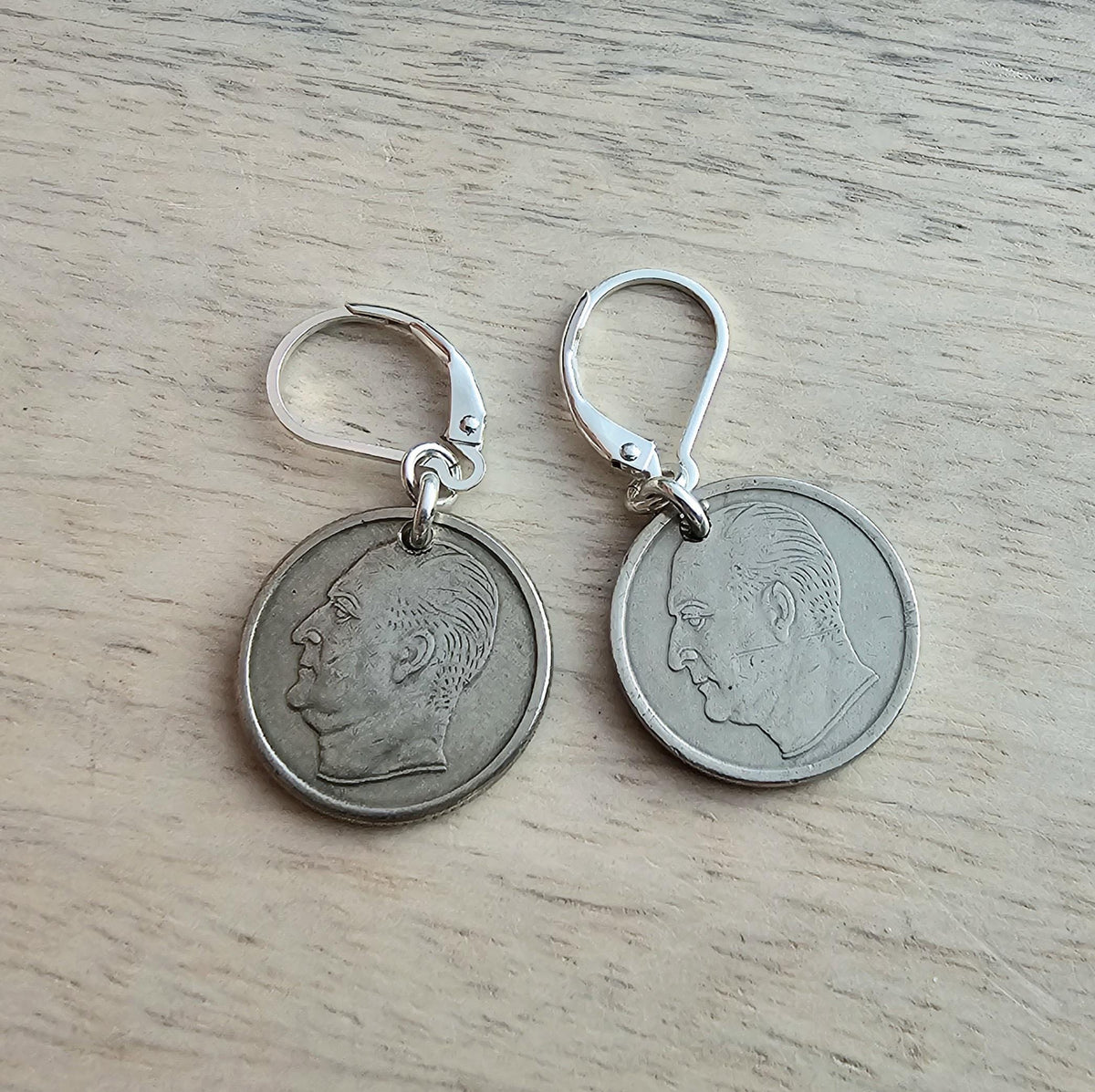 Vintage Norway Bird Coin Earrings, .925 Sterling Silver Lever Back Earrings, 25 Ore, Handcrafted in USA, E. Ria Designs, Gift Box