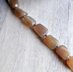 Muted Orange Smooth Agate Nugget Bracelet, 14K Gold Filled Chain, Clasp, Beads, Made in USA, Gift Boxed, E. Ria Designs