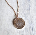 1969 Swiss Cross Coin Necklace, Switzerland (Helvetia) Vintage Coin Jewelry, Handmade by E. Ria Designs in USA, Number 2, Wheat Motif