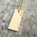 Hammered Gold Vertical Bar Charm Necklace, 14K Gold Filled Pendant & Chain, Handcrafted in USA by E. Ria Designs, Gift Boxed
