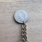 1976 Italy Coin Keychain, 100 Lira, Republica Italiana, Birthday Gift, Handcrafted in USA by E. Ria Designs