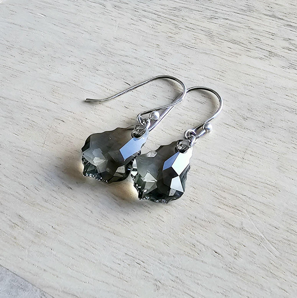 Gray Crystal Chandelier Style Earrings, .925 Sterling Silver Ear Wire, Gift Boxed Elegant Formal Jewelry, Made in USA, E. Ria Designs