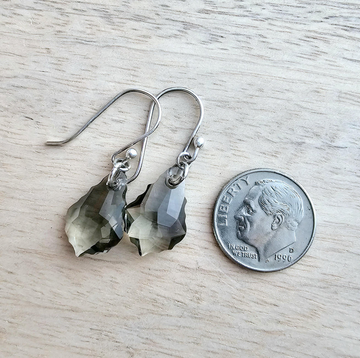 Gray Crystal Chandelier Style Earrings, .925 Sterling Silver Ear Wire, Gift Boxed Elegant Formal Jewelry, Made in USA, E. Ria Designs
