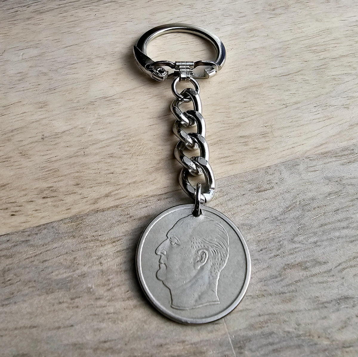Dog Keychain, Norway 50 Ore Norge Coin, Dates Vary, Silver Keyring, Norwegian, Dog Lover Guy Gift, Dad, Brother, Boyfriend, E. Ria Designs