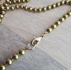 1990 Chile 10 Pesos Coin Necklace, Freed Angel, Blue Austrian Crystal Bead, Brass Ball Chain, E. Ria Designs, Made in USA, Gift Boxed