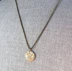 Three Pence Coin Necklace, England Great Britain Flower Coin, Brass Box Chain, Dates Vary, Made in USA, Vintage Coin Jewelry E. Ria Designs