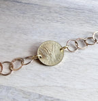 Vintage Chile 10 Pesos Freed Winged Woman Coin Bracelet, Solid Brass Circle Link Chain, Made in USA, E. Ria Designs, Victory, Gift Boxed