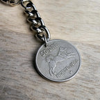 Dog Keychain, Norway 50 Ore Norge Coin, Dates Vary, Silver Keyring, Norwegian, Dog Lover Guy Gift, Dad, Brother, Boyfriend, E. Ria Designs