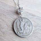 Antique 1923 Czechoslovakia Silver Coin, Woman Farmer, Gardener Jewelry, Republika Ceskoslovenska, Made in USA, Gift Box, E. Ria Designs