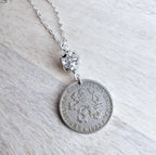 Antique 1923 Czechoslovakia Silver Coin, Woman Farmer, Gardener Jewelry, Republika Ceskoslovenska, Made in USA, Gift Box, E. Ria Designs