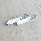 Minimalist Hammered Sterling Silver Bar Drop Earrings, Everyday Jewelry, .925, Handmade in USA, Gift Boxed, E. Ria Designs
