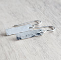 Minimalist Hammered Sterling Silver Bar Drop Earrings, Everyday Jewelry, .925, Handmade in USA, Gift Boxed, E. Ria Designs
