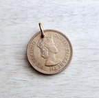 1955 Cyprus Vintage Fish Coin Charm, Add to Necklace, Bracelet, Keyring, Gift Box Birthday, Anniversary Gift, Copper, 3 Mil, E. Ria Designs