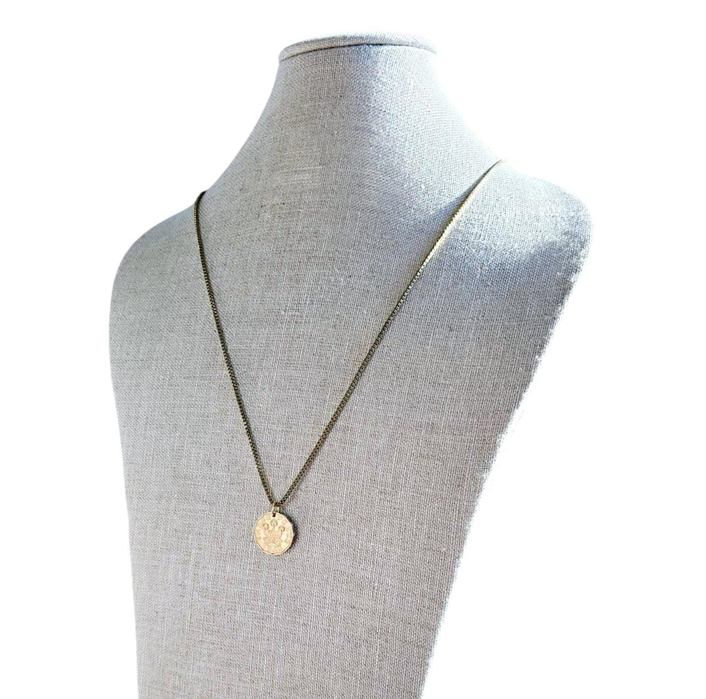 Three Pence Coin Necklace, England Great Britain Flower Coin, Brass Box Chain, Dates Vary, Made in USA, Vintage Coin Jewelry E. Ria Designs