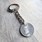 Dog Keychain, Norway 50 Ore Norge Coin, Dates Vary, Silver Keyring, Norwegian, Dog Lover Guy Gift, Dad, Brother, Boyfriend, E. Ria Designs
