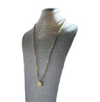 French 20 Centimes Coin Necklace, Multi-Colored Glass Seed Bead Chain, 14K Gold Filled Clasp, Gift Boxed, Made in USA by E. Ria Designs